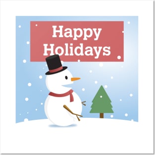 Happy Holidays Winter Snowman T-Shirt Posters and Art